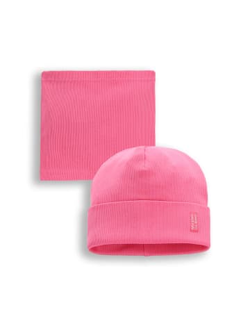 Baumwollset Mütze + Schal in rosa