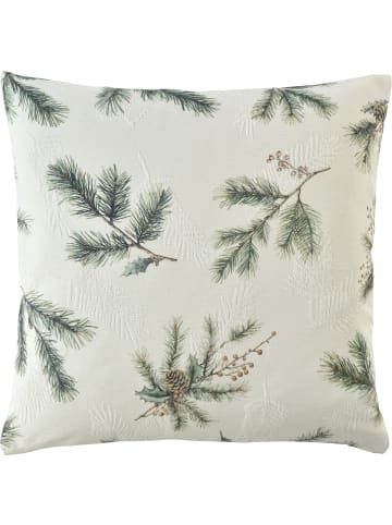 Baumwolle, Jacquard Kissenhülle Xmas Pine in natur/grün