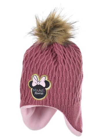 Wintermütze mit Bommel in Pink
