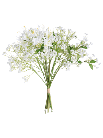 Künstlicher Blumenstrauß VEIROS in Weiß/Grün - (W) 40 x (H) 38 x (L) 40 cm