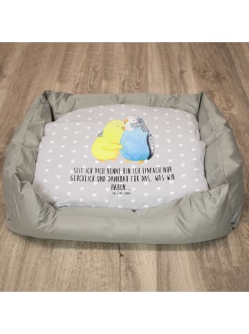 Katzencouch Wellensittich Liebe mit Spruch in Grau Pastell