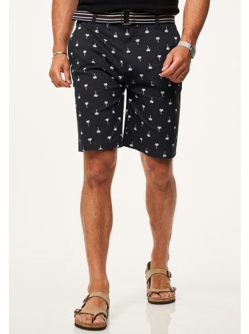 Chinoshorts - für Herren mit Palmenmuster & Gürtel im Regular-Fit in Navy