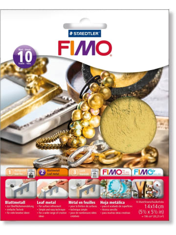 Blattmetall Fimo 14cm x 14cm gold Packung mit 10 Blatt