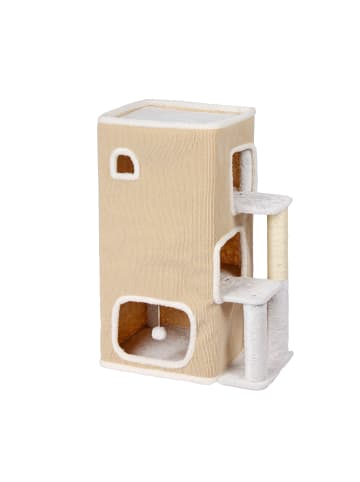 Katzenhaus in Beige/ Weiß - (B)43 x (H)83,5 x (T)34 cm