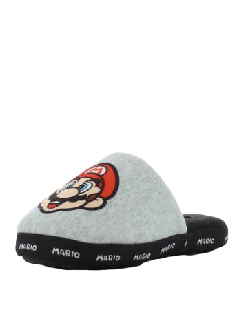 Hausschuhe mit Super Mario und Luigi Motiv, in Grau, Schlupfschuh