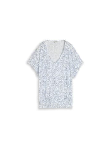 T-Shirt in white small leaves design