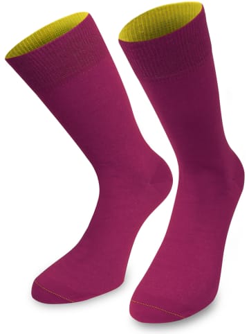 1 Paar Socken Bi-Color in Magenta/Gelb