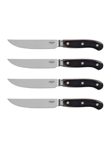 Edelstahl Steakmesser Set 4-teilig | Holzgriff in Schwarz