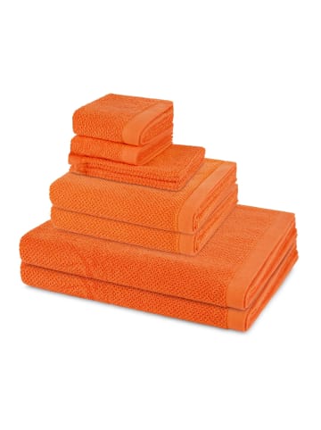 2 X Wasch- 2 X Gäste- 2 X Dusch- 2 X Handtuch im Set Bliss in Orange