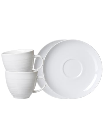 2er Set Kaffeetassen mit Untertassen Suomi in Beige 260 ml