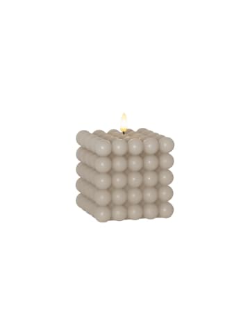 Bubble Kerze Dot, Echtwachs, beige, warmweißes LED Licht, 10x12,5cm