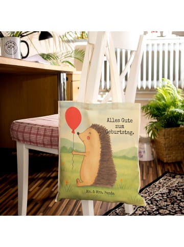 Einkaufstasche Igel Luftballon Design mit Spruch in Weiß