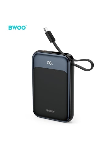 BWOO PD 20W 10000 mAh Powerbank mit USB-C-Kabel und Display P80