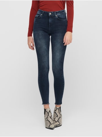 Skinny Fit Ankle Jeans ONLBLUSH Denim Hose Fransen in Dunkelblau