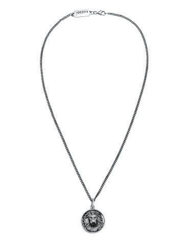 Halskette 925 Sterling Silber Löwe in Schwarz