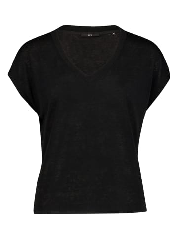 Kurzarm-Shirt mit V-Ausschnitt in Black Beauty