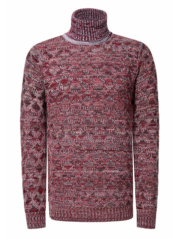 Kontrast Grobstrick Rollkragen-Pullover in Rot