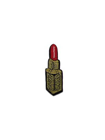 LippenstiftApplikation Bügelbild ingoldfarben