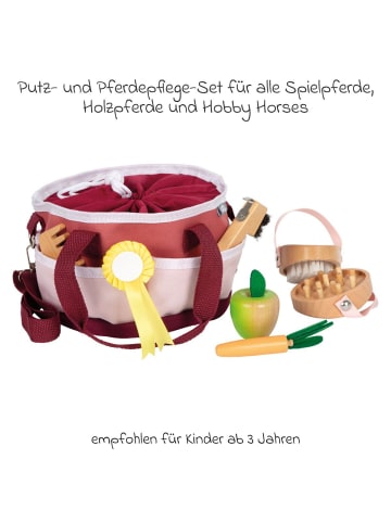 7-tlg. Putz- und Pferdepflege-Set mit 1 in red