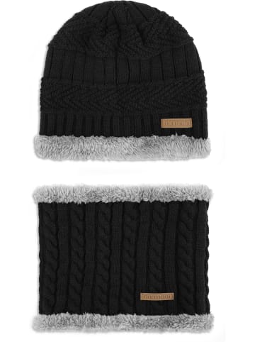 Kebili Winterset mit Fell in Schwarz/Grau