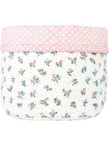 Brotkorb CELIA Weiß mit Blumen und Rosa Punkten