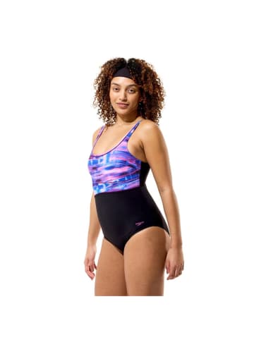Print Contour Eclipse Badeanzug in schwarz