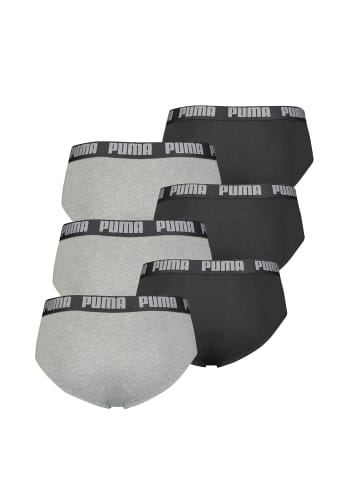 Boxershorts PUMA BASIC BRIEF 6P in 691 - dark grey melange / black