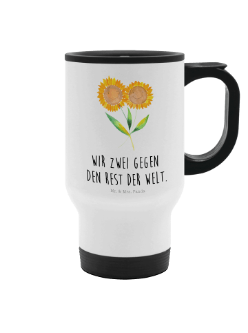 Thermosbecher Blume Sonnenblume mit Spruch in Weiß