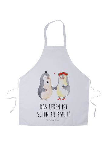 Küchenschürze Pinguin Heirat mit Spruch in Weiß