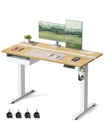 Schreibtisch Balok in Goldeichenfarben - (B)120 x (H)(72-120) x (T)60 cm