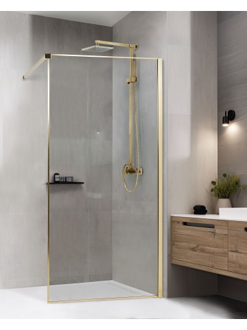 Duschwand WASPAM in Transparent/Gold - (W) 100 x (H) 190 x (L) 100 cm