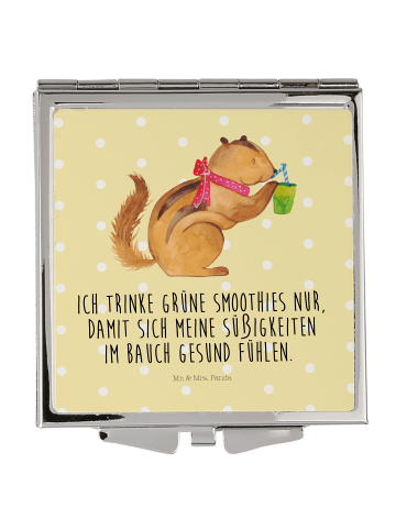 Schminkspiegel Eichhörnchen Smoothie mit Spruch in Gelb Pastell
