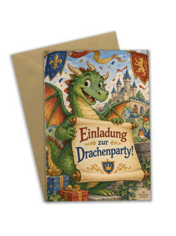 Geburtstagskarte Drache grün Design mit Spruch in Weiß