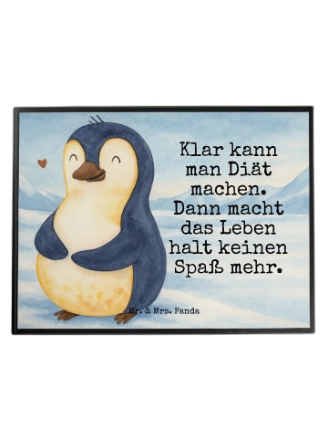 Schreibtischauflage Pinguin Diät Design mit Spruch in Weiß