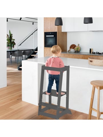 Lernturm Monti Step – sicherer Kinder-Tritthocker aus FSC®-Holz - Anthrazit