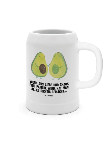 Steinkrug Avocado Pärchen mit Spruch in Weiß