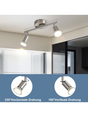 Deckenleuchte in nickel 2-flammige GU10 schwenkbar Küchenlampe L 25 cm