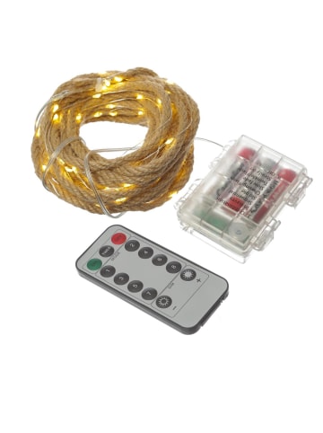 LED Lichterkette Seil Jute Kordel Tau 200LED 8 Funktionen L: 10m  in natur