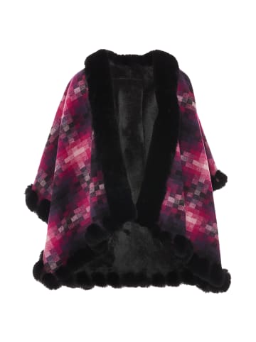 Damen Poncho in Pink Mehrfarbig