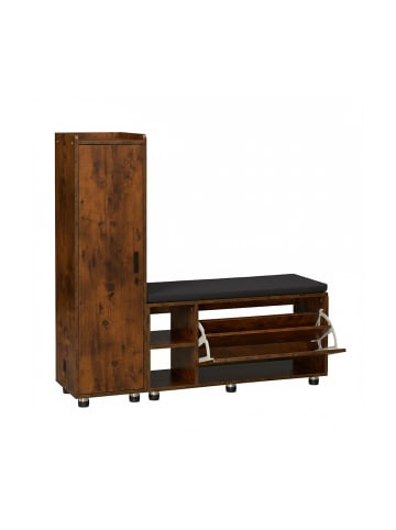 2-tlg. Schuhbank mit Schrank Set in Industrial/ Schwarz