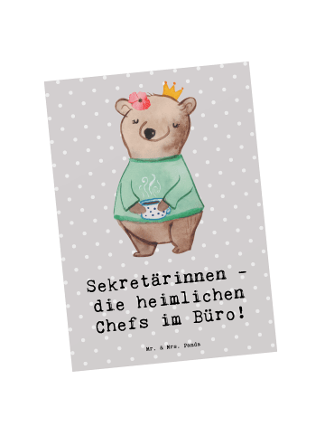 Postkarte Sekretärin Chefin mit Spruch in Grau Pastell