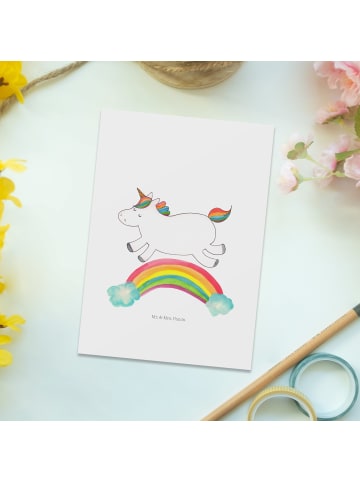 Grußkarte Einhorn Regenbogen ohne Spruch in Weiß