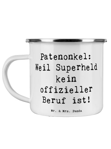 Camping Emaille Tasse Spruch Patenonkel Superhe... in Weiß