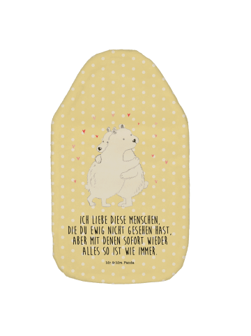 Wärmflasche Eisbär Umarmen mit Spruch in Gelb Pastell