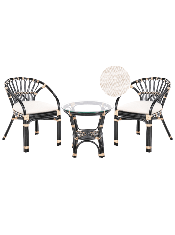 3-tlg Bistro Set PECORINI in Schwarz/Braun/Weiß