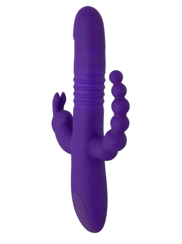 Vib mit Stoßfunktion und Klitorisreizer Thrusting Pearl Triple in lila