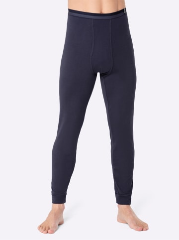 Hose lang in marine + grau-meliert