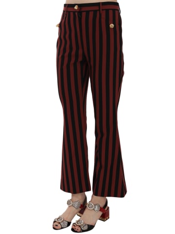 Schwarz Amarant Streifen Cropped ausgestellt Hose