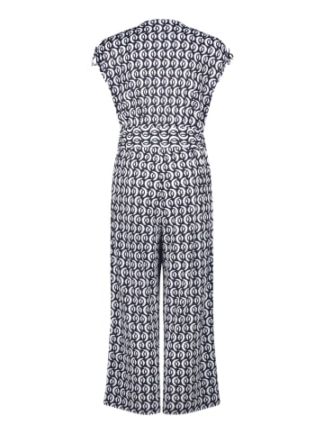 Jumpsuit mit Eingrifftaschen in Dunkelblau/Weiß