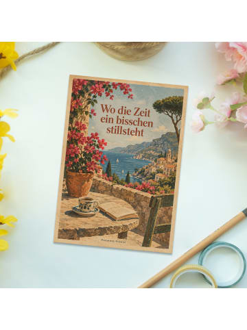 Postkarte Dorf nostalgisch Design mit Spruch in Weiß